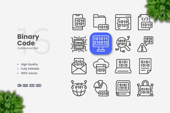 Binary Code Icons: Modern Design for Every Project