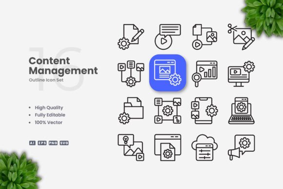 Content Management Icons for Modern Design