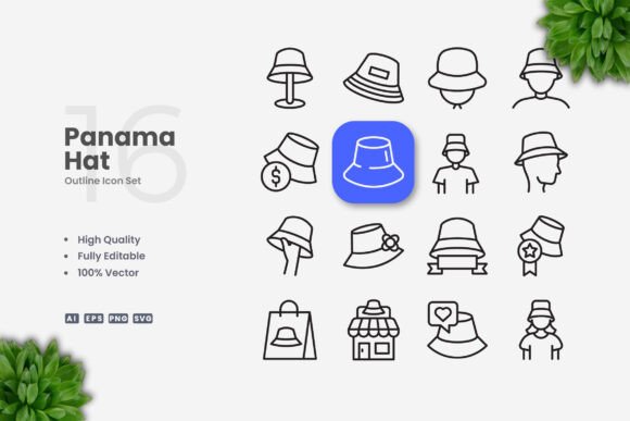 Explore Panama Hat Icons for Creative Projects