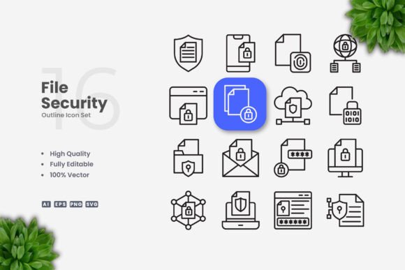 File Security Icons for Modern Design Needs