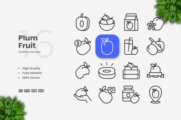 Plum Fruit Icons: A Versatile and Professional Design Resource