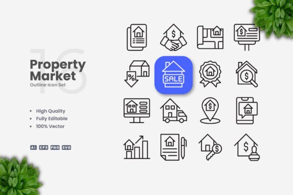 Property Market Icons: Simple, Clean, and Versatile