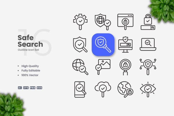 Safe Search Icons: Simple and Clean Design