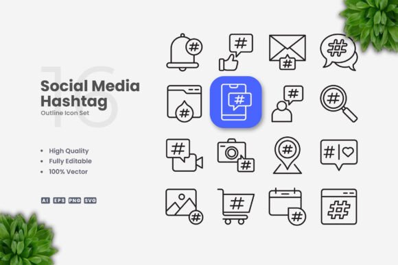 Social Media Hashtag Icons