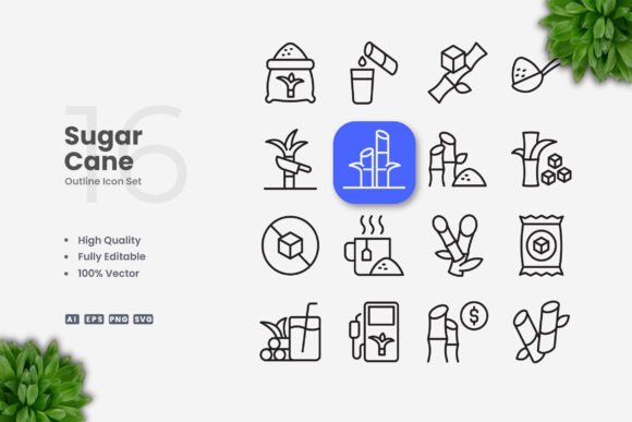 Sugar Cane Icons: A Versatile Design Solution for Modern Projects
