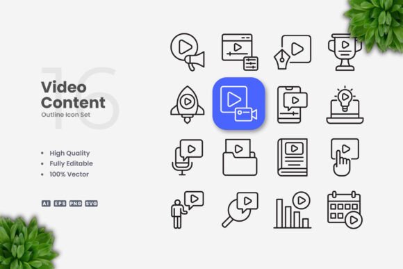 Video Content Icons for Modern Design and Digital Communication