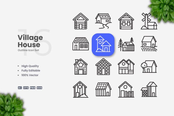 Village House Icons: A Perfect Blend of Simplicity and Functionality