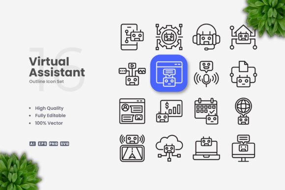 Virtual Assistant Icons: Enhancing Visual Communication with Simplicity and Elegance