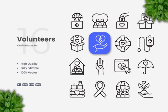 Volunteers Icons: Simple, Clean, and Versatile