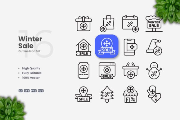Winter Sale Icons: Simple & Clean Design