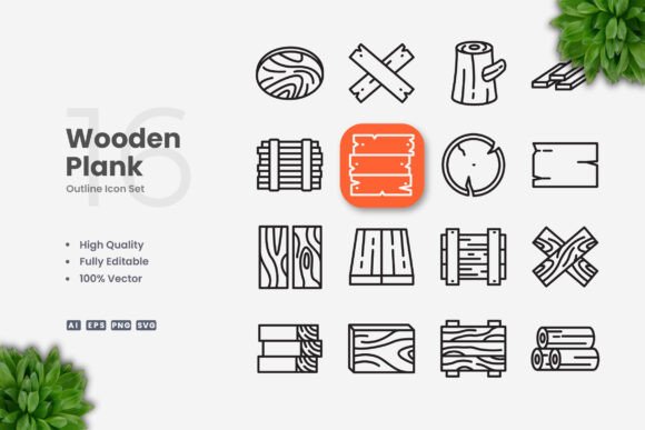 Wooden Plank Icons: A Versatile Design Solution